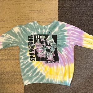 Juniors Spongebob Squarepants Tie Dye Sweatshirt